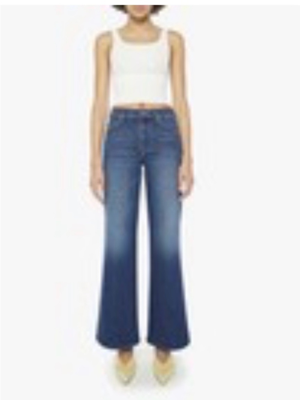 MOTHER Wide-Leg Denim Jeans - Dark Blue to Mid Blue Fade